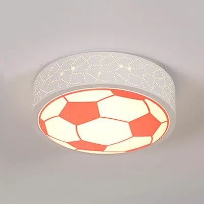 Plafoniera da calcio piatta in metallo, camera da letto per bambini, bagno, sport, luce creativa da incasso