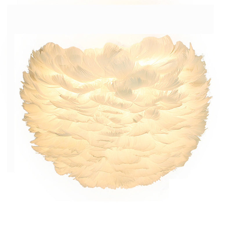 Romantic Feather Wall Mount Lamp Modern Cosy Wall Sconce Lighting for Bedroom