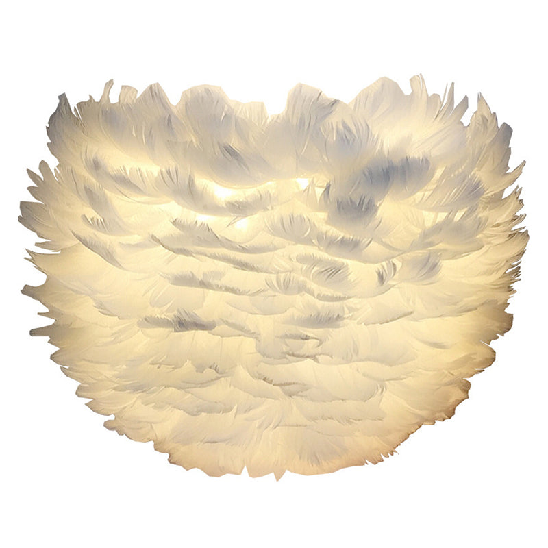 Romantic Feather Wall Mount Lamp Modern Cosy Wall Sconce Lighting for Bedroom