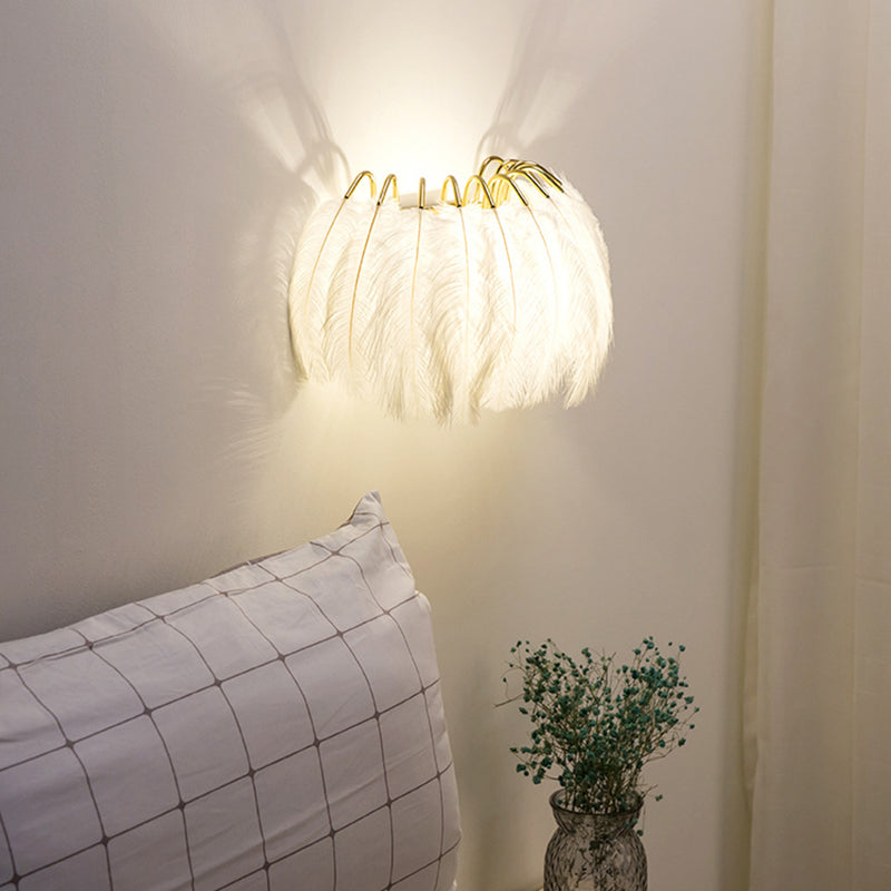 Nordic Feather Wall Sconce Light Ambient Lighting Sconce Light Fixture for Bedroom