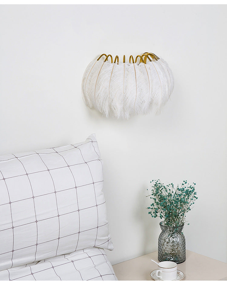 Nordic Feather Wall Sconce Light Ambient Lighting Sconce Light Fixture for Bedroom
