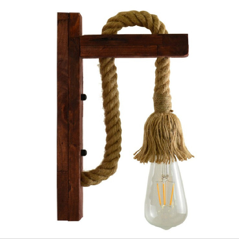 Bare Bulb Wall Sconce 1 Head Industrial Braided Rope Wall Lighting Ideas for Restaurant Corridor