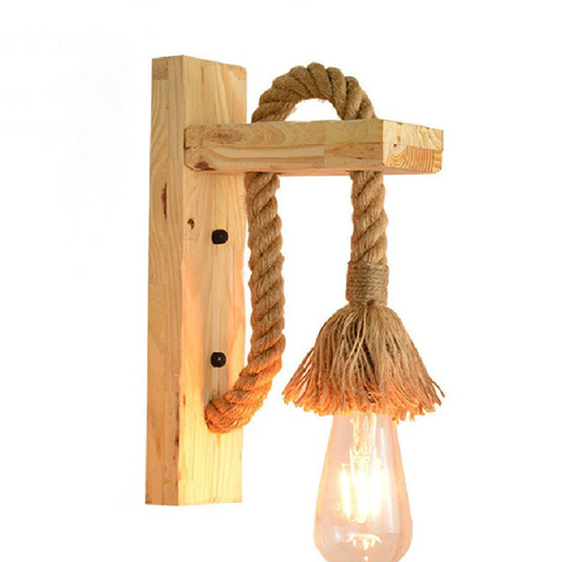Bare Bulb Wall Sconce 1 Head Industrial Braided Rope Wall Lighting Ideas for Restaurant Corridor