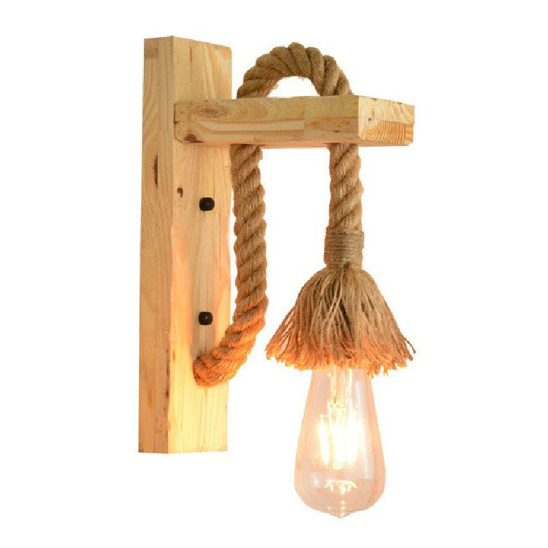 Bare Bulb Wall Sconce 1 Head Industrial Braided Rope Wall Lighting Ideas for Restaurant Corridor
