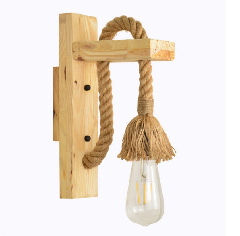 Bare Bulb Wall Sconce 1 Head Industrial Braided Rope Wall Lighting Ideas for Restaurant Corridor