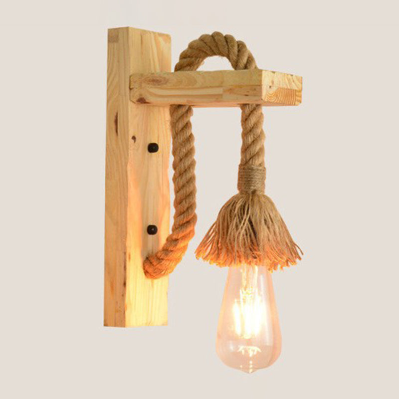 Bare Bulb Wall Sconce 1 Head Industrial Braided Rope Wall Lighting Ideas for Restaurant Corridor