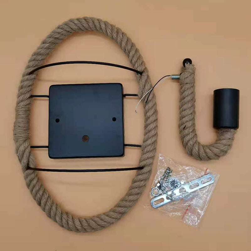 Wagon Wheel Indoor Wall Lighting Lodge Style Wall Mount Light with Rope Shade