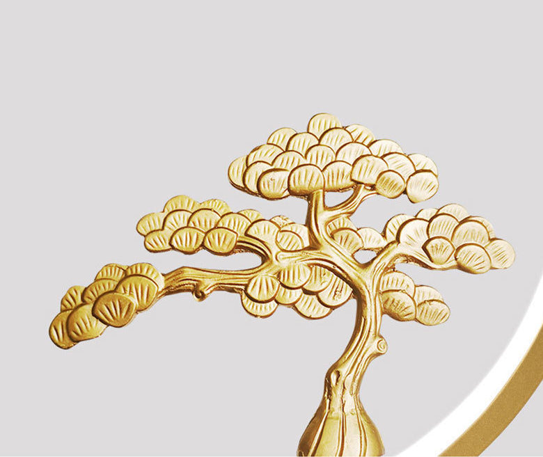 Minimalist Artistry Linear Hanging Lamp Metal Study Room LED Island Light with Monk and Tree Decor