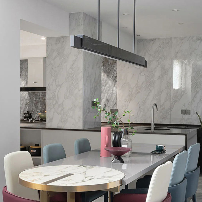 Isola rettangolare in marmo Luce Minimalista Minimalista Sospensione Apparecchiatura per la cena