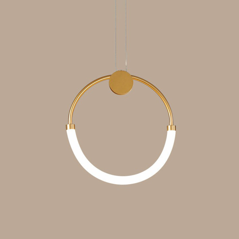Minimalistic Ring Pendant Lighting Acrylic Living Room LED Island Ceiling Light in Gold