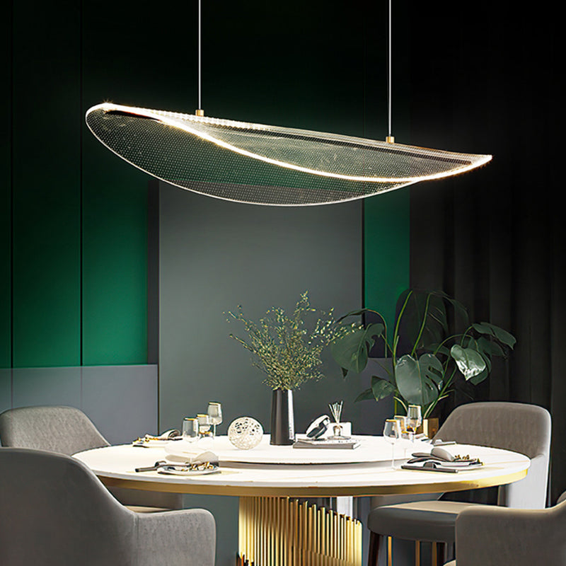 Clear Leaf Shaped Island Light Simplicity Acrylic LED Suspension Light for Dining Room