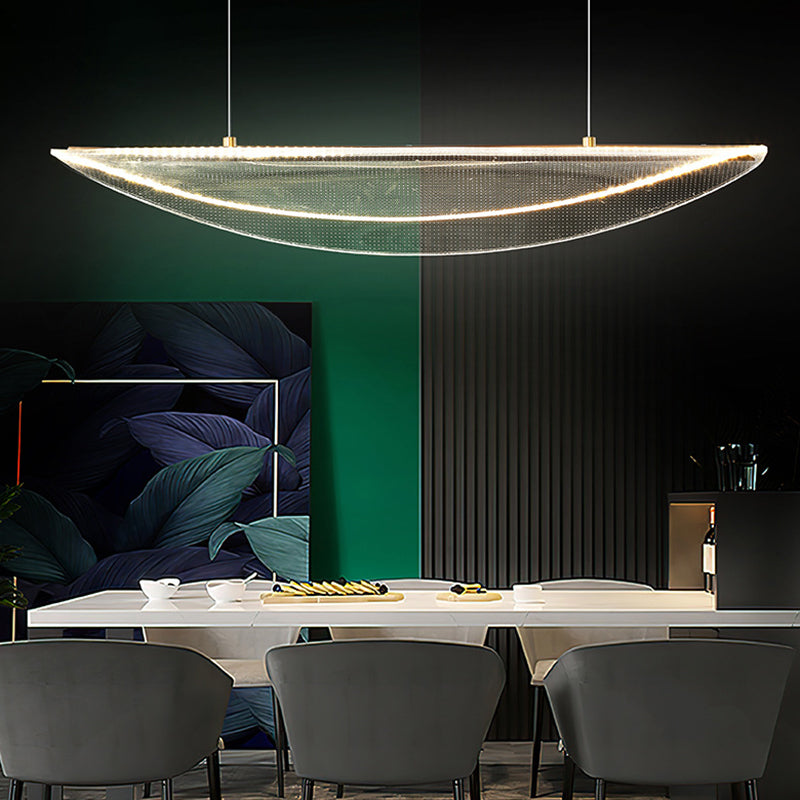 Clear Leaf Shaped Island Light Simplicity Acrylic LED Suspension Light for Dining Room