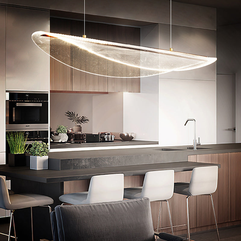 Clear Leaf Shaped Island Light Simplicity Acrylic LED Suspension Light for Dining Room