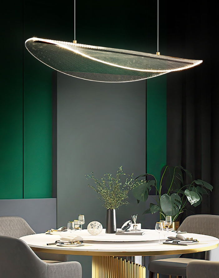 Clear Leaf Shaped Island Light Simplicity Acrylic LED Suspension Light for Dining Room