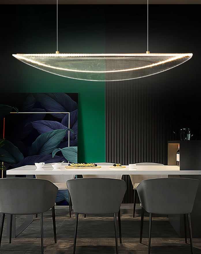 Clear Leaf Shaped Island Light Simplicity Acrylic LED Suspension Light for Dining Room