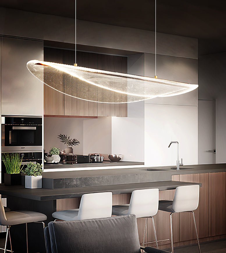 Clear Leaf Shaped Island Light Simplicity Acrylic LED Suspension Light for Dining Room