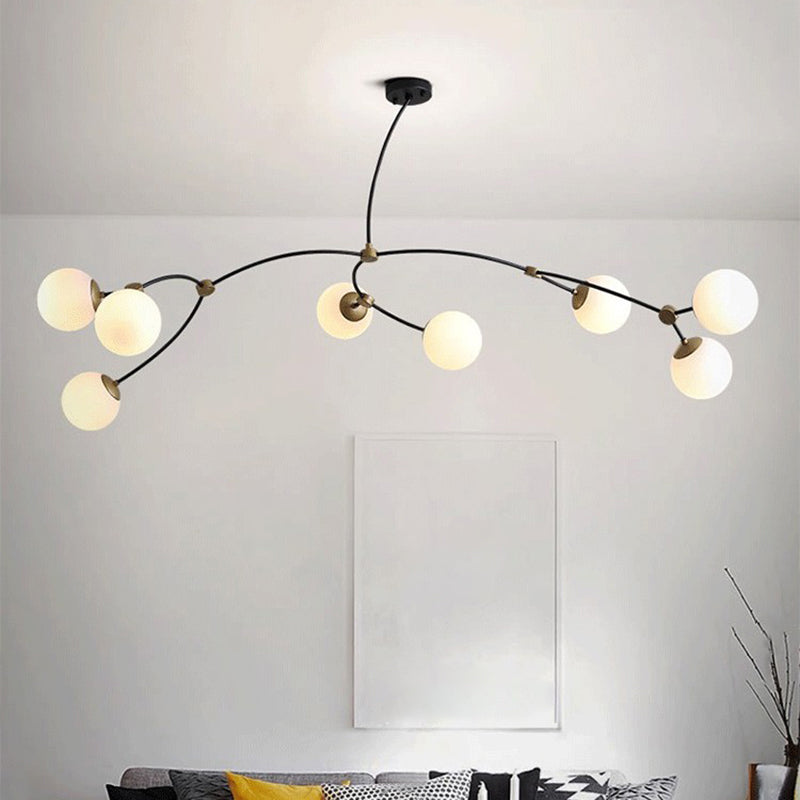 Black-Gold Molecular Suspension Lighting Minimalist Metal Island Light with Ball Glass Shade