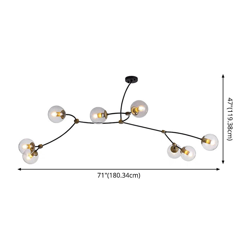 Black-Gold Molecular Suspension Lighting Minimalist Metal Island Light with Ball Glass Shade