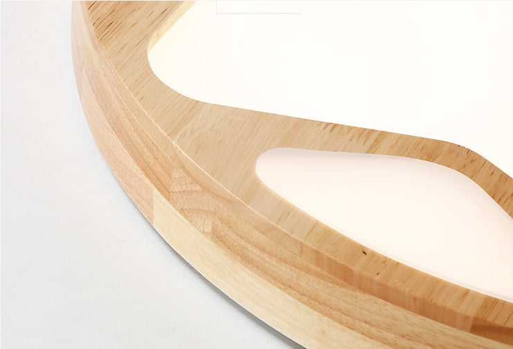 Modern Minimalist Round Ceiling Flush Mount Light Natural Wood Star Living Room Flush Mount Lighting