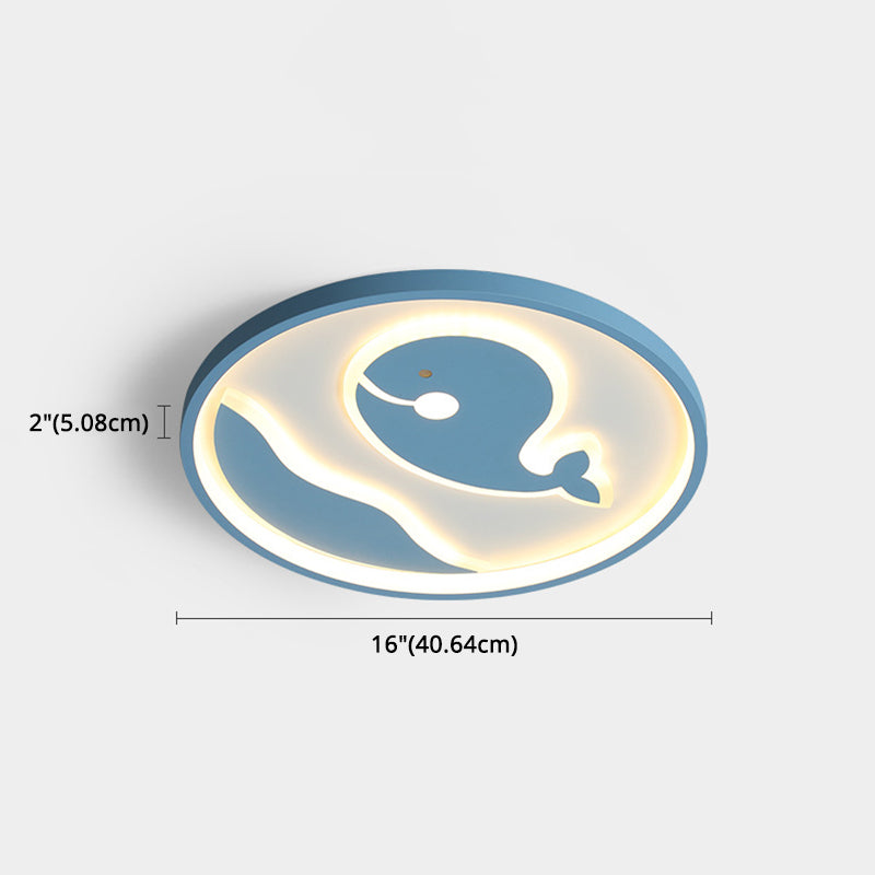 Nordic Metal Flush Mount Light Fixture Cartoon Whale Flush Mount Spotlight for Kids Bedroom