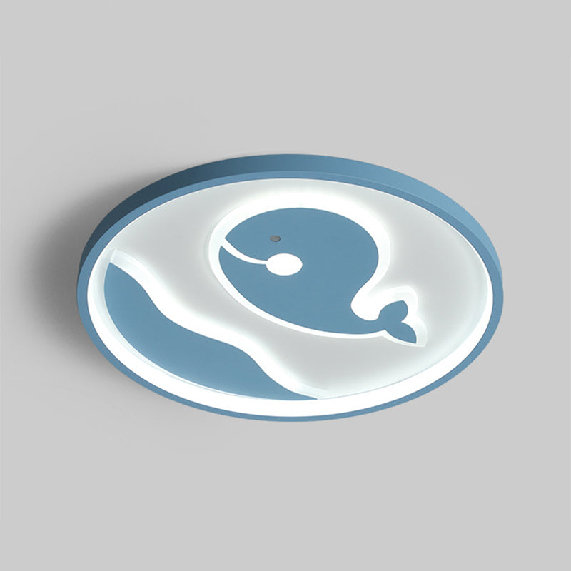 Nordic Metal Flush Mount Light Fixture Cartoon Whale Flush Mount Spotlight for Kids Bedroom