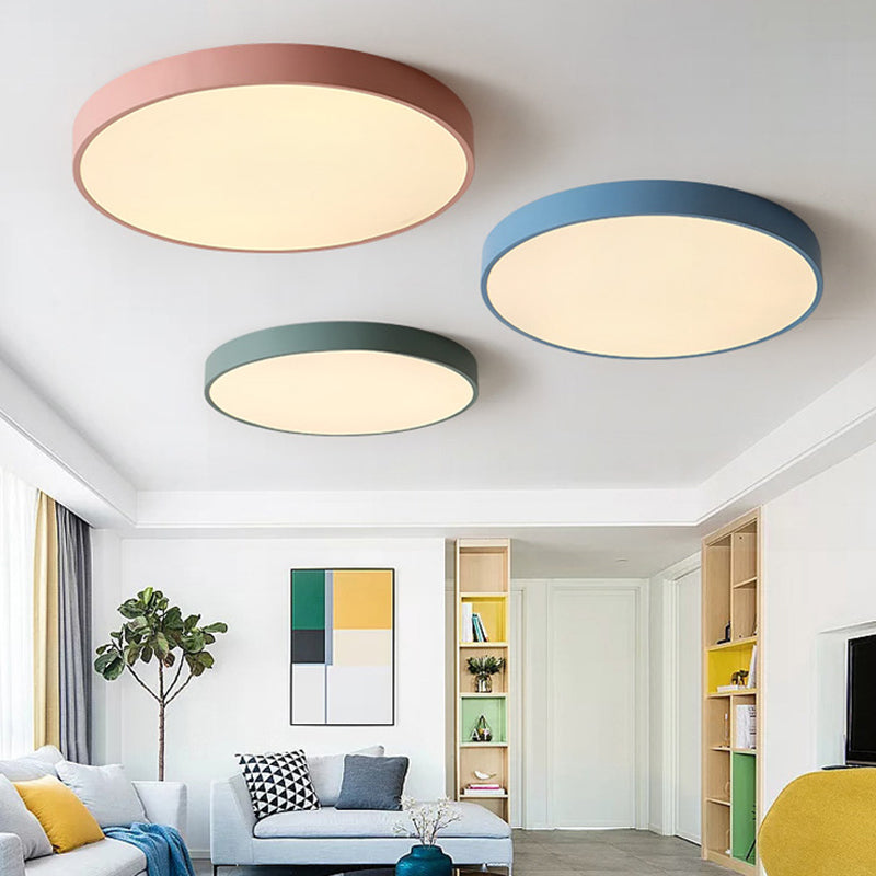 Nordic Style Metal Flush Mount Ceiling Lamp Round Shape LED Flush Mount Lighting for Bedroom