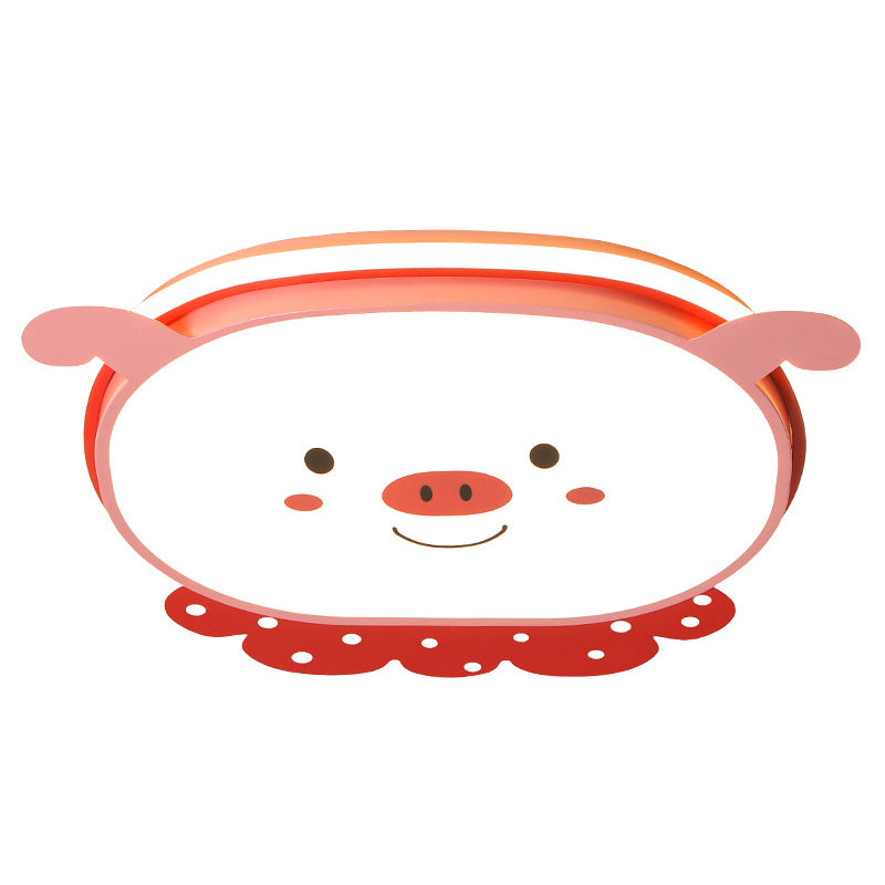 Cartoon Metal LED Flush Mount Light Fixture Cartoon Pig Flush Mount Spotlight for Kids Bedroom