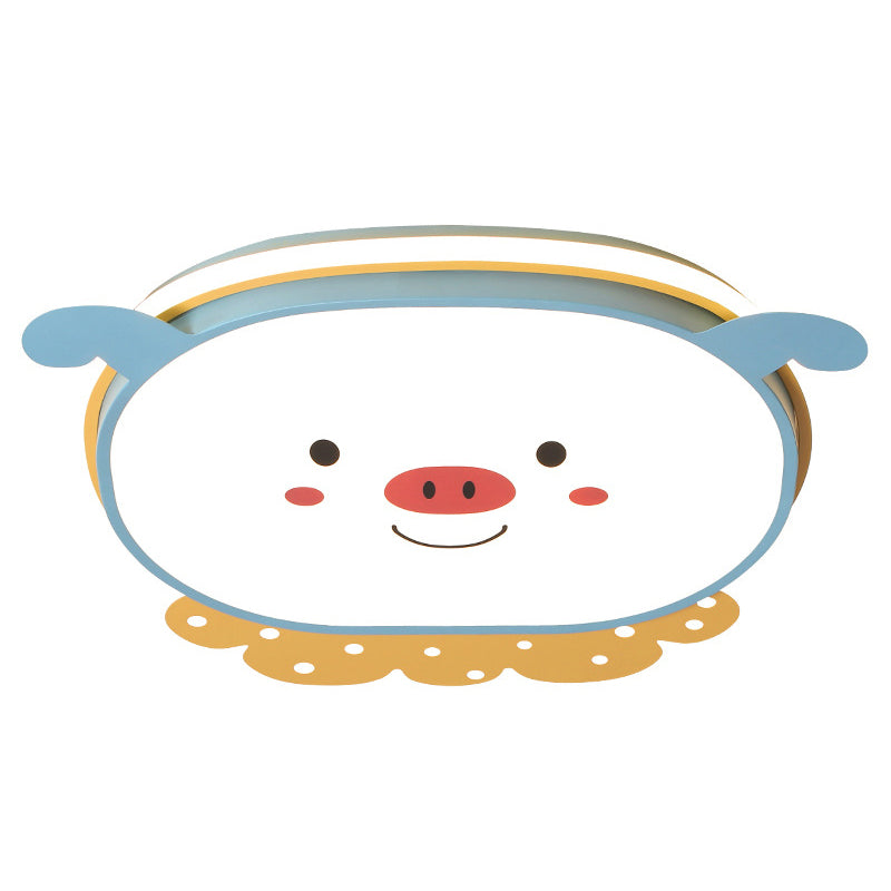 Cartoon Metal LED Flush Mount Light Fixture Cartoon Pig Flush Mount Spotlight for Kids Bedroom