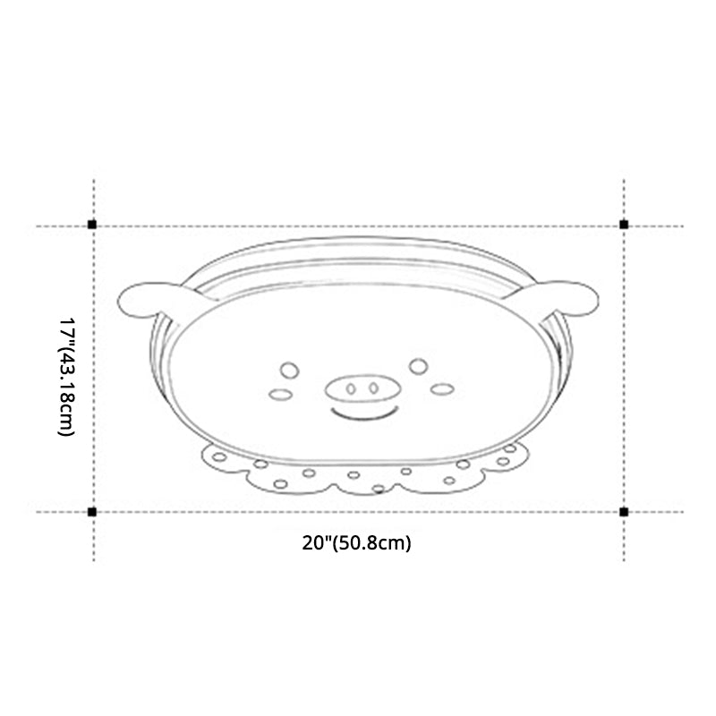 Cartoon Metal LED Flush Mount Light Fixture Cartoon Pig Flush Mount Spotlight for Kids Bedroom