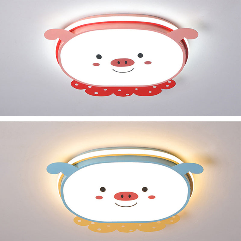 Cartoon Metal LED Flush Mount Light Fixture Cartoon Pig Flush Mount Spotlight for Kids Bedroom