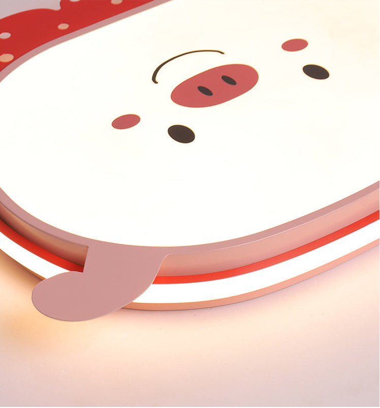 Cartoon Metal LED Flush Mount Light Fixture Cartoon Pig Flush Mount Spotlight for Kids Bedroom