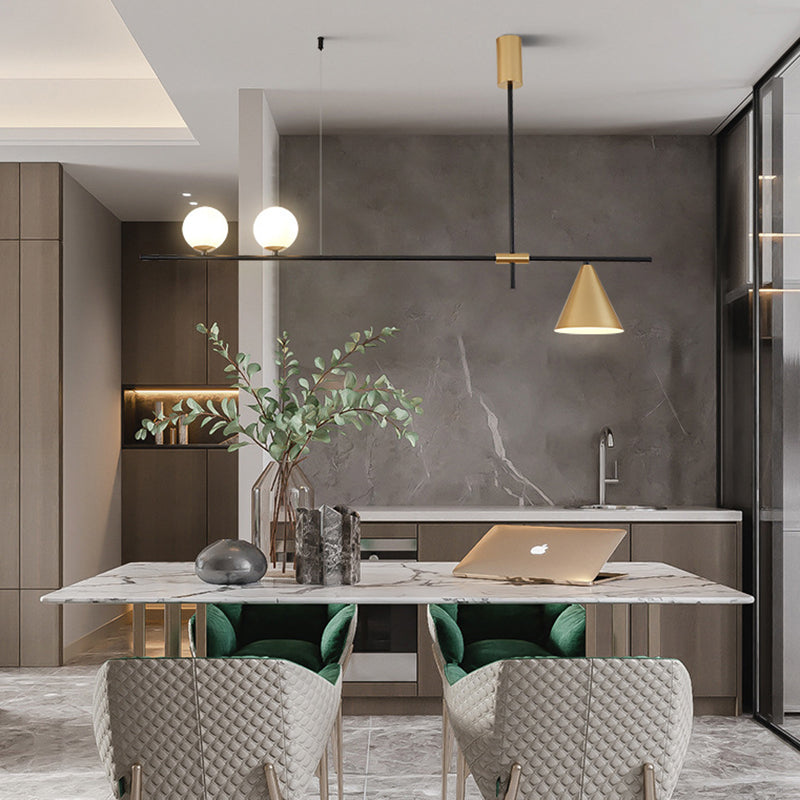 Moderno lampadario il lampadario lineare minimalista lampadario sferico a soffitto in vetro bianco