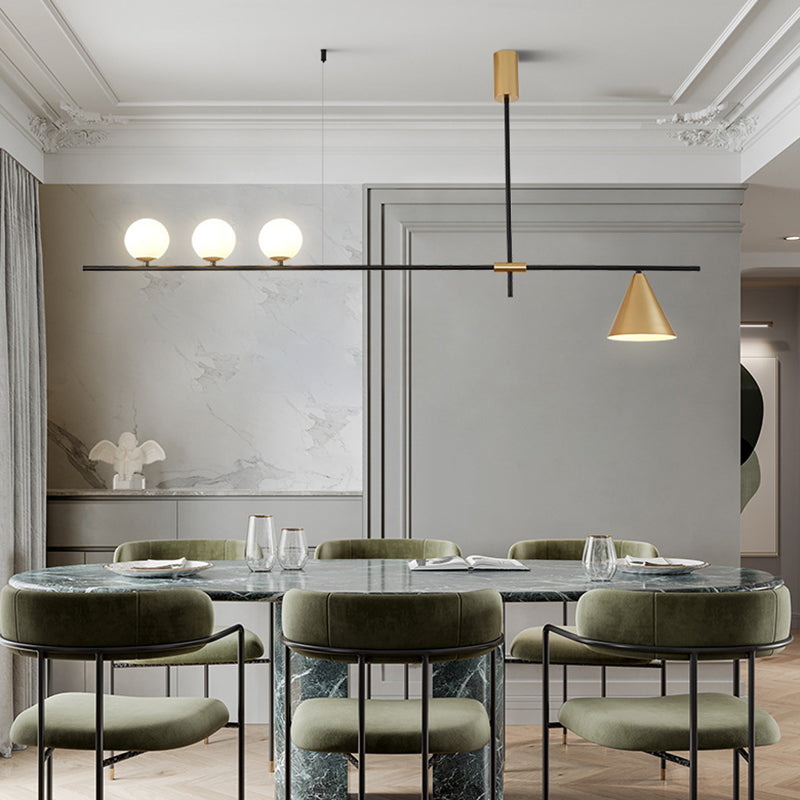 Moderno lampadario il lampadario lineare minimalista lampadario sferico a soffitto in vetro bianco