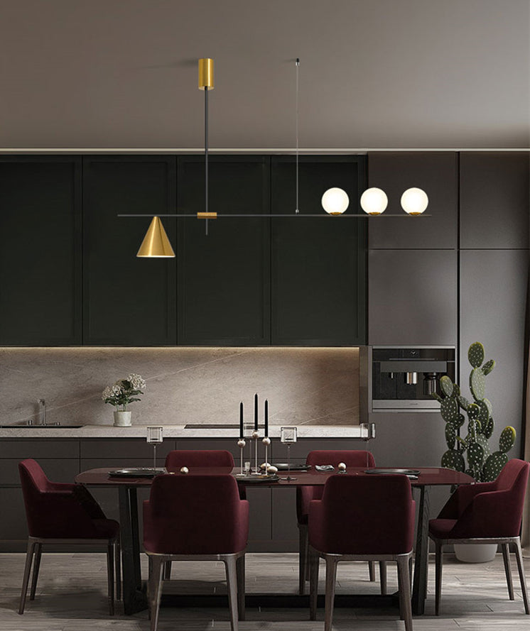 Moderno lampadario il lampadario lineare minimalista lampadario sferico a soffitto in vetro bianco