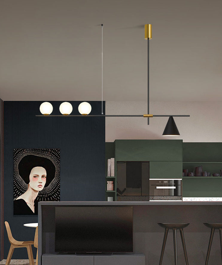 Moderno lampadario il lampadario lineare minimalista lampadario sferico a soffitto in vetro bianco