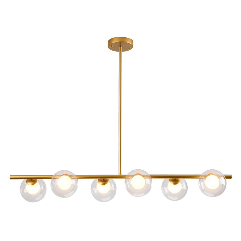 6 Luz de la isla moderna de la isla moderna iluminación esférica de la isla de vidrio transparente luz de techo para mesa de comedor