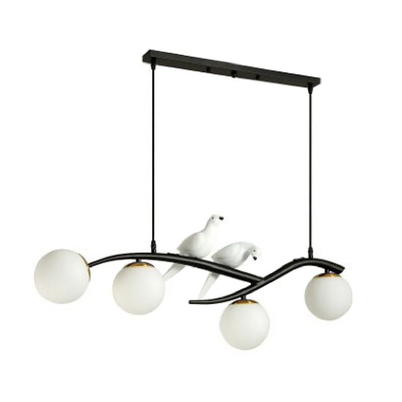 Modern Minimalist Linear Island Ceiling Light Spherical Glass Shade Pendant Light for Dining Table