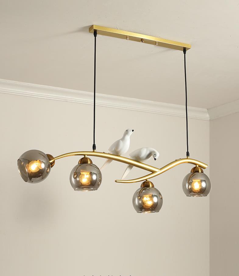 Modern Minimalist Linear Island Ceiling Light Spherical Glass Shade Pendant Light for Dining Table