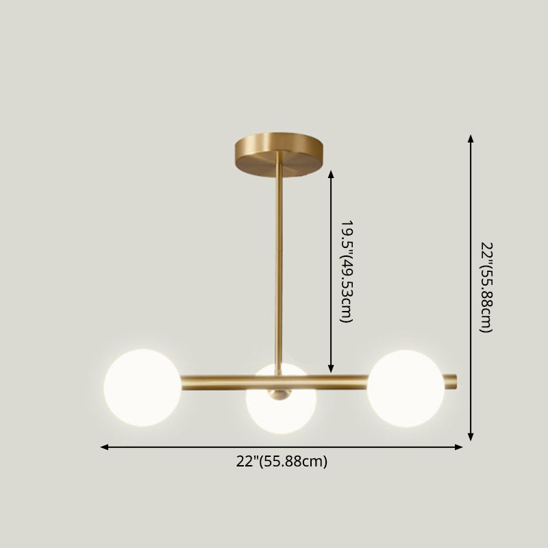 Modern Minimalism Linear Gold Island Pendant Lighting Spherical Glass Island Ceiling Light for Dining Table