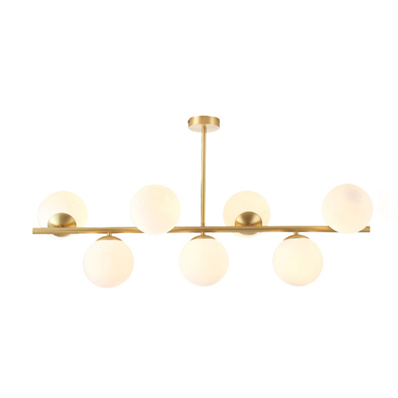 Mid-Century Gold Island Pendant Lighting 7 Light Spherical Glass Island Ceiling Light for Dining Table