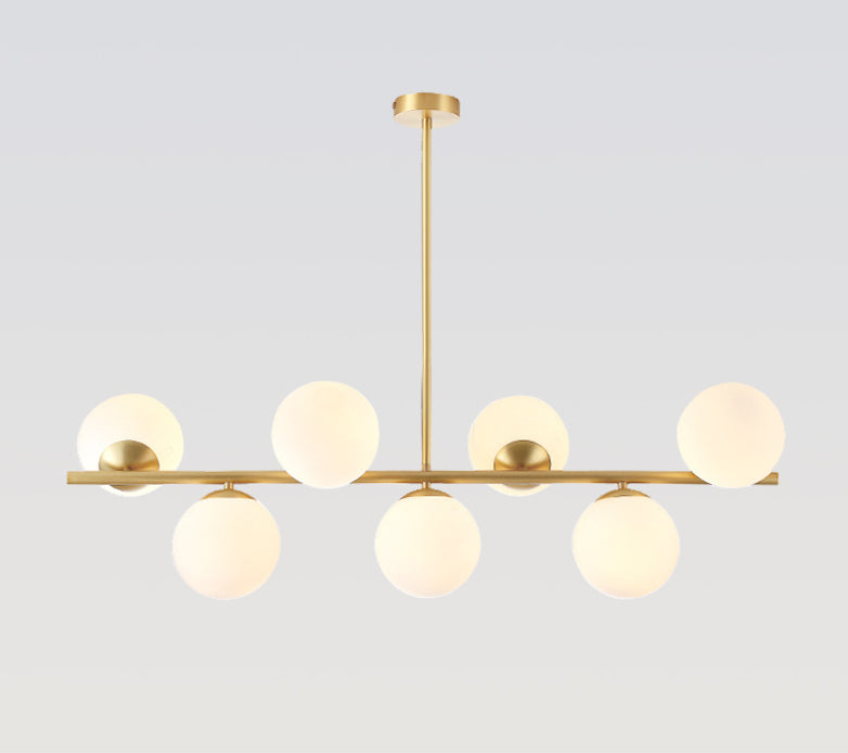 Mid-Century Gold Island Pendant Lighting 7 Light Spherical Glass Island Ceiling Light for Dining Table