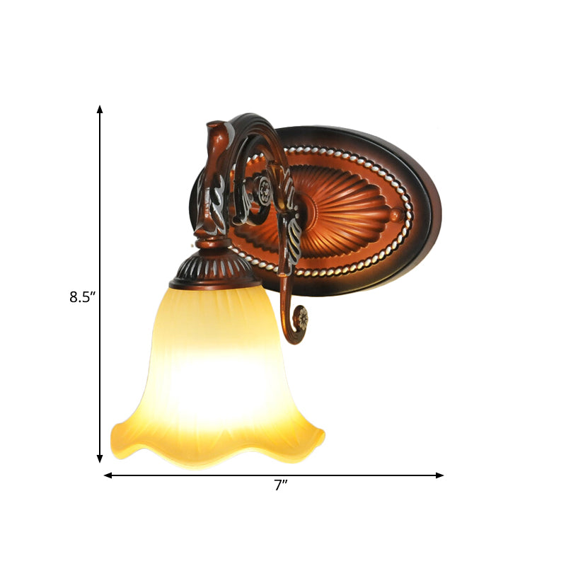 Flared Bathroom Vanity Lamp Traditional Frosted Glass 1/2/3 Lights Copper Sconce Light Fixture