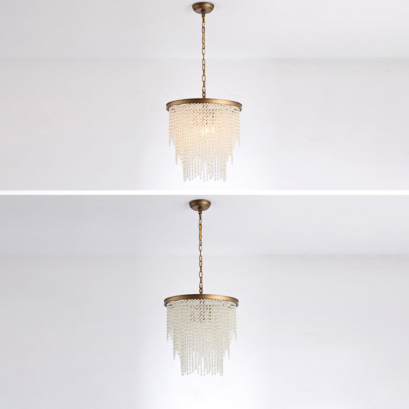 Lampada a sospensione 4 rotonda a cascata a cascata moderna moderna soggiorno di cristallo lussuoso piccola lampada sospesa