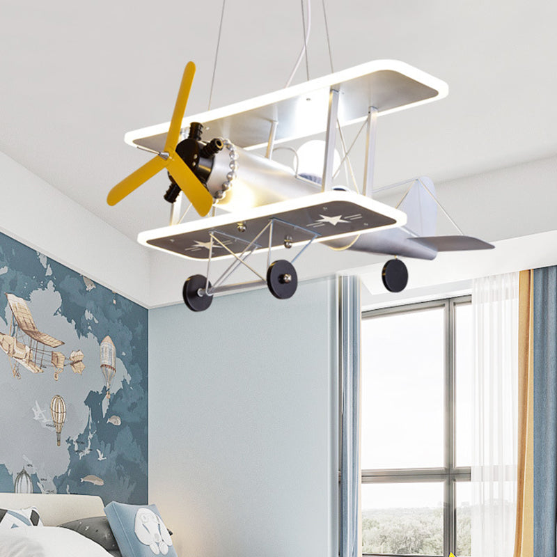 Cartoon Creative Personality Ceiling Pendant Light Metal Aircraft LED Hanging Light for Children Bedroom