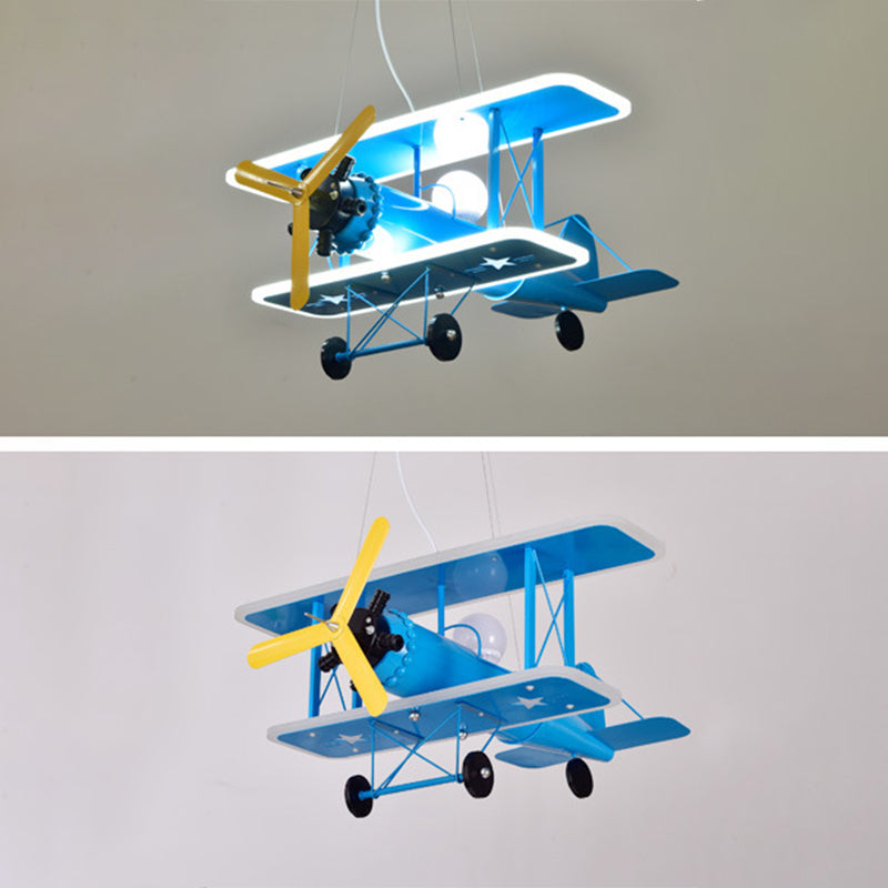 Cartoon Creative Personality Ceiling Pendant Light Metal Aircraft LED Hanging Light for Children Bedroom