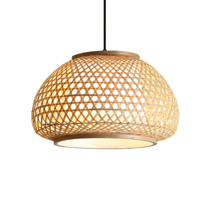 Globe Anhänger Hängende Lampe mit Rattan Shade Asia Style 1 leichte Hängedecke Laterne in Beige