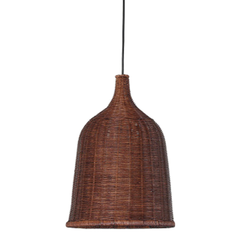 Handwoven Dome Pendant Light Fixture Chinese Bamboo Single Bulb Ceiling Light for Dining Table