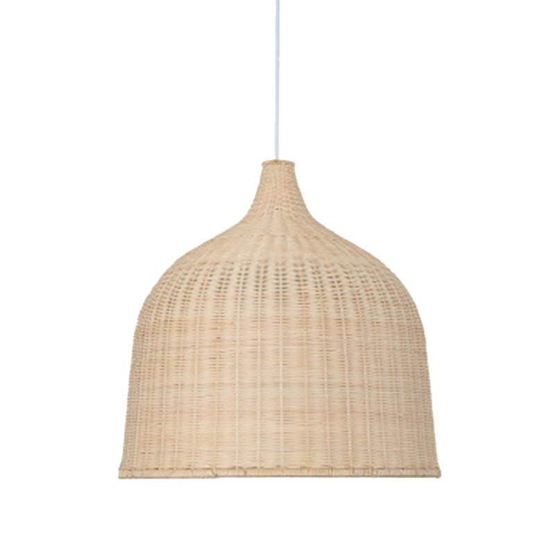 Handwoven Dome Pendant Light Fixture Chinese Bamboo Single Bulb Ceiling Light for Dining Table