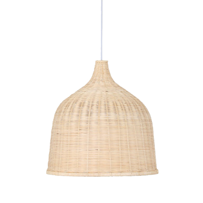 Handwoven Dome Pendant Light Fixture Chinese Bamboo Single Bulb Ceiling Light for Dining Table