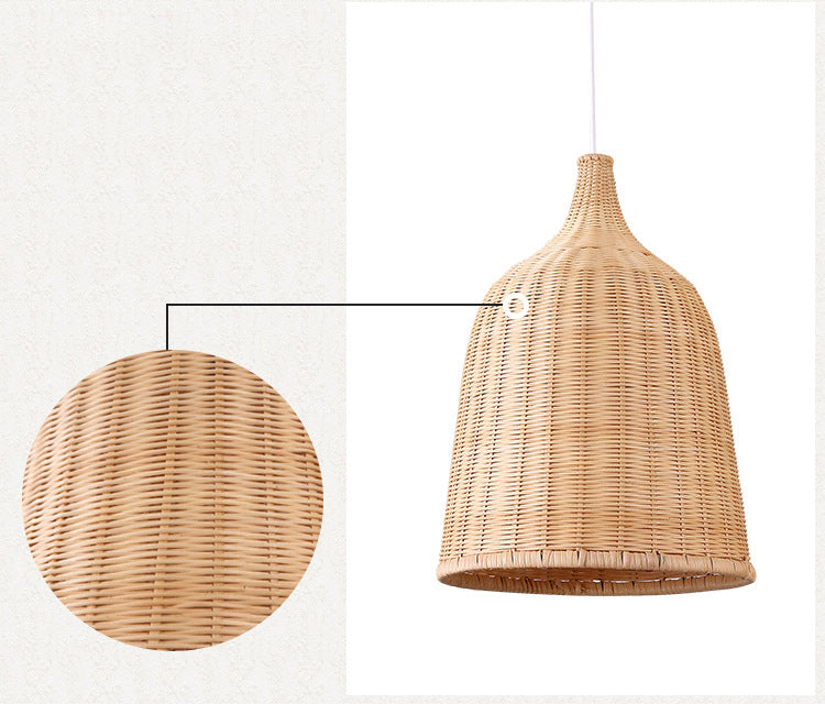 Handwoven Dome Pendant Light Fixture Chinese Bamboo Single Bulb Ceiling Light for Dining Table